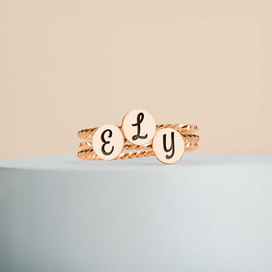 Set of 3 Initial Braided Rope Stacking Rings