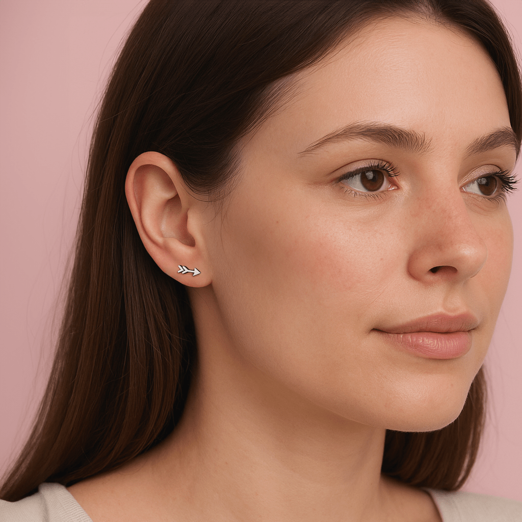 Tiny Shooting Arrow Stud Earrings | Sterling Silver Minimalist Boho Bohemian Post Earrings