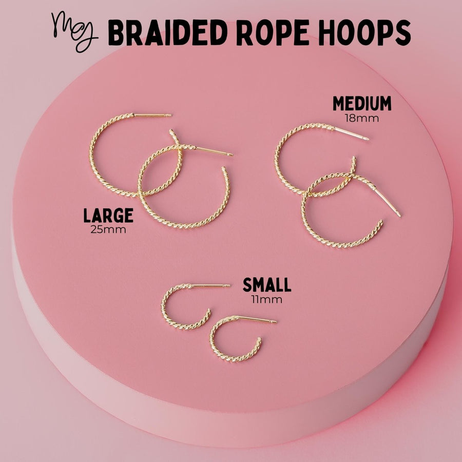 Small Twist Hoop Earrings | Gold, Rose Gold, Silver | Mini Braided Rope Huggie Hoops, Twisted Minimalist Everyday Studs, Dainty Gift for Her
