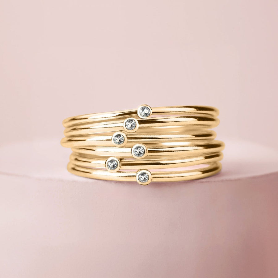 Solid 14K Gold Diamond Stacking Rings