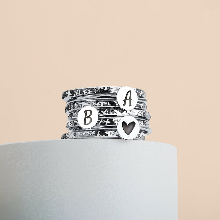 Stackable Initial Rings | 3 Initials, 8 Ring Set