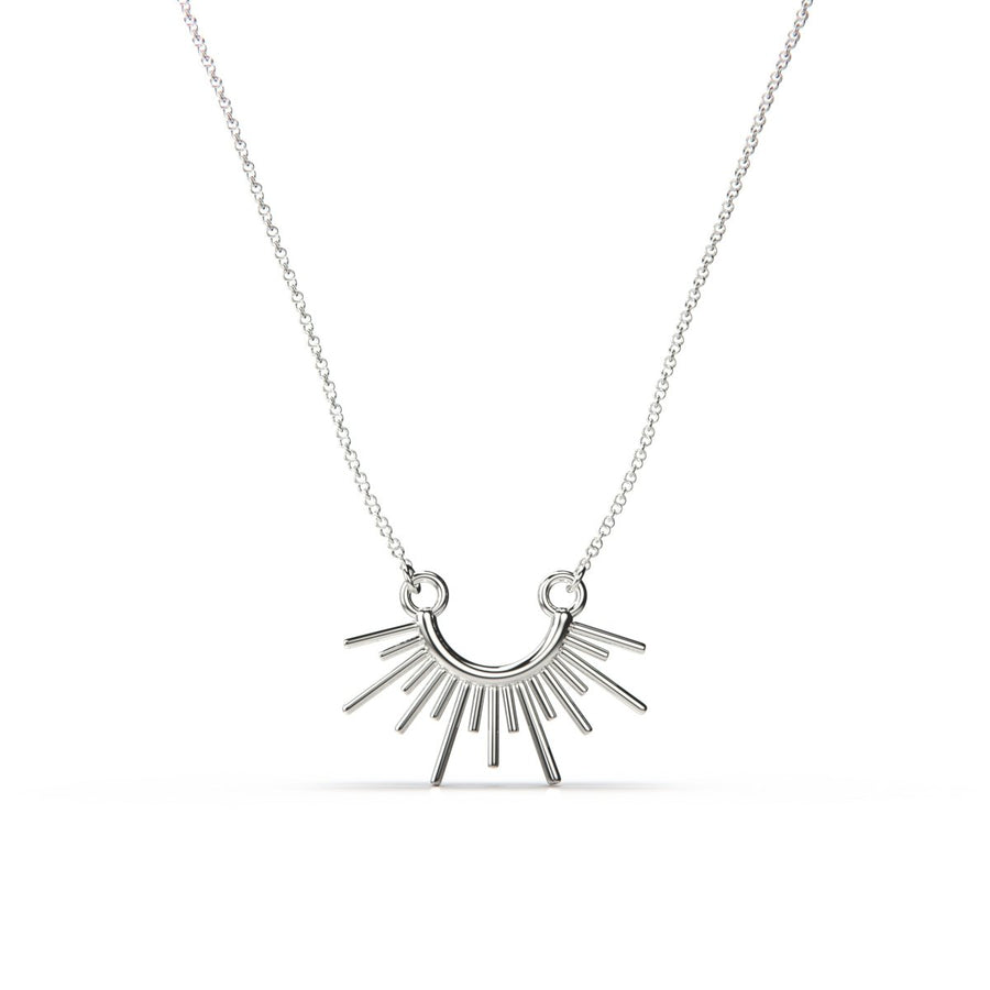 Sun Burst Necklace in Solid 14K Gold or Sterling Silver - Melanie Golden Jewelry Designer Series