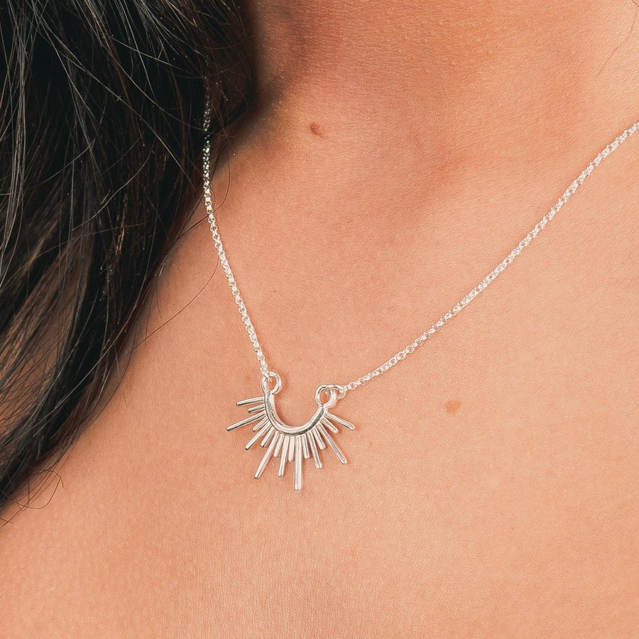 Sun Burst Necklace in Solid 14K Gold or Sterling Silver - Melanie Golden Jewelry Designer Series