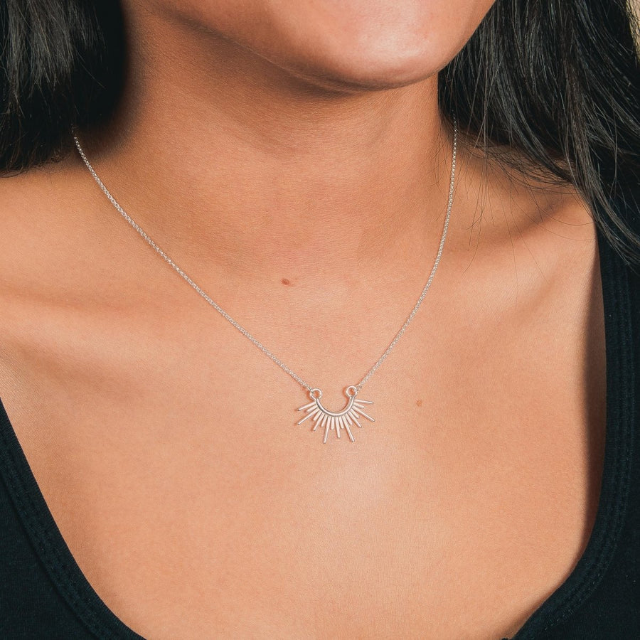 Sun Burst Necklace in Solid 14K Gold or Sterling Silver - Melanie Golden Jewelry Designer Series