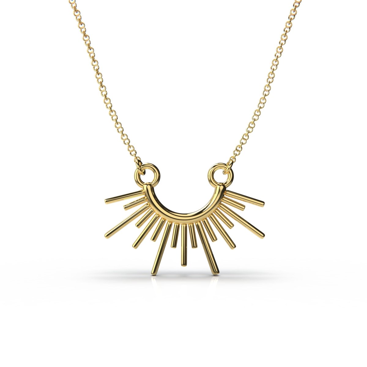 Sun Burst Necklace in Solid 14K Gold or Sterling Silver - Melanie Golden Jewelry Designer Series