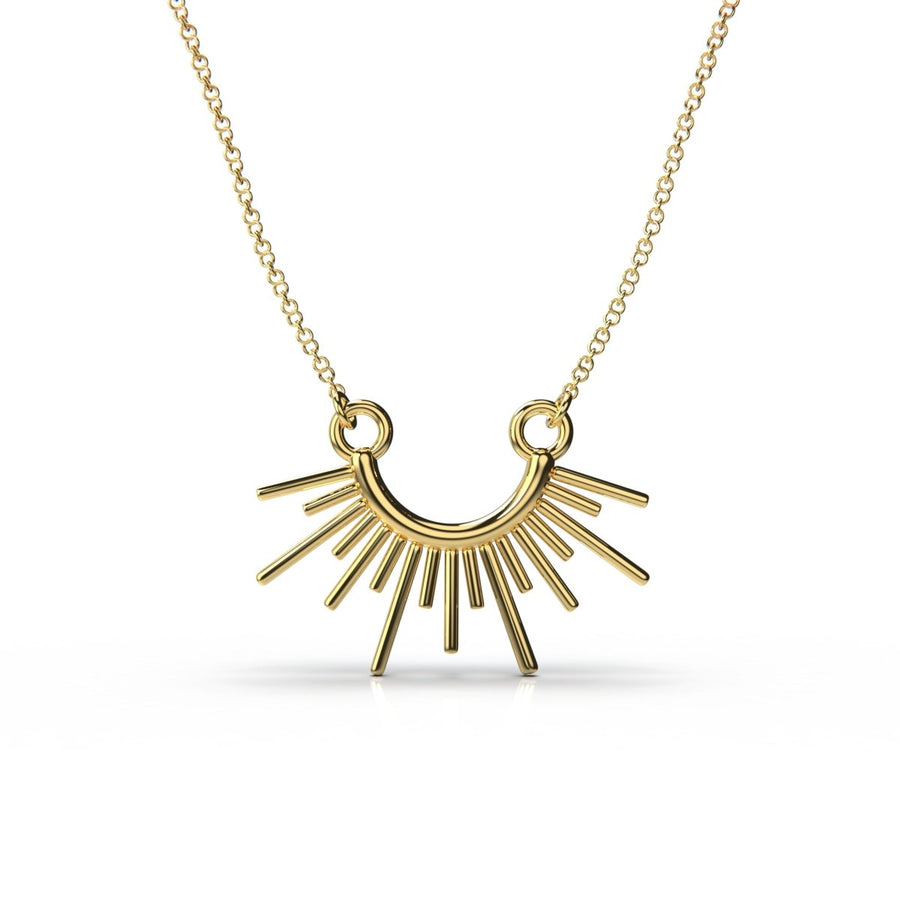 Sun Burst Necklace in Solid 14K Gold or Sterling Silver - Melanie Golden Jewelry Designer Series