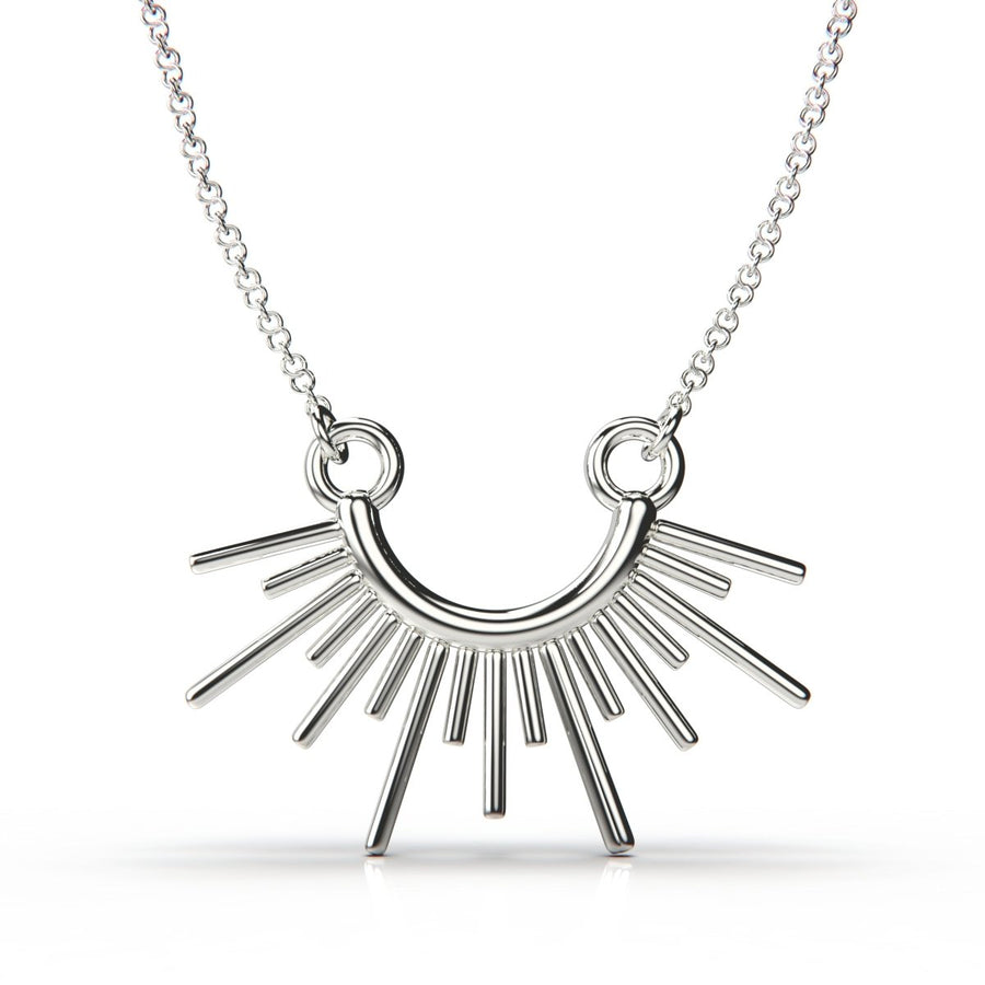 Sun Burst Necklace in Solid 14K Gold or Sterling Silver - Melanie Golden Jewelry Designer Series