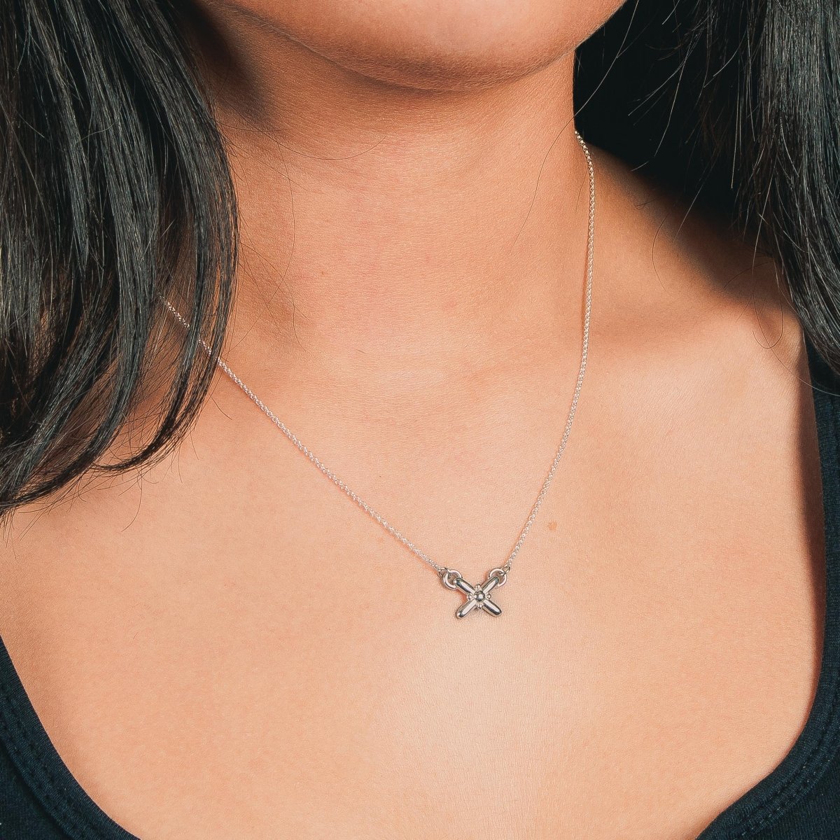 The Xoe Necklace in Sterling Silver OR solid 14K Gold - X Pendant | Melanie Golden Artisan Jewelry Designer Series