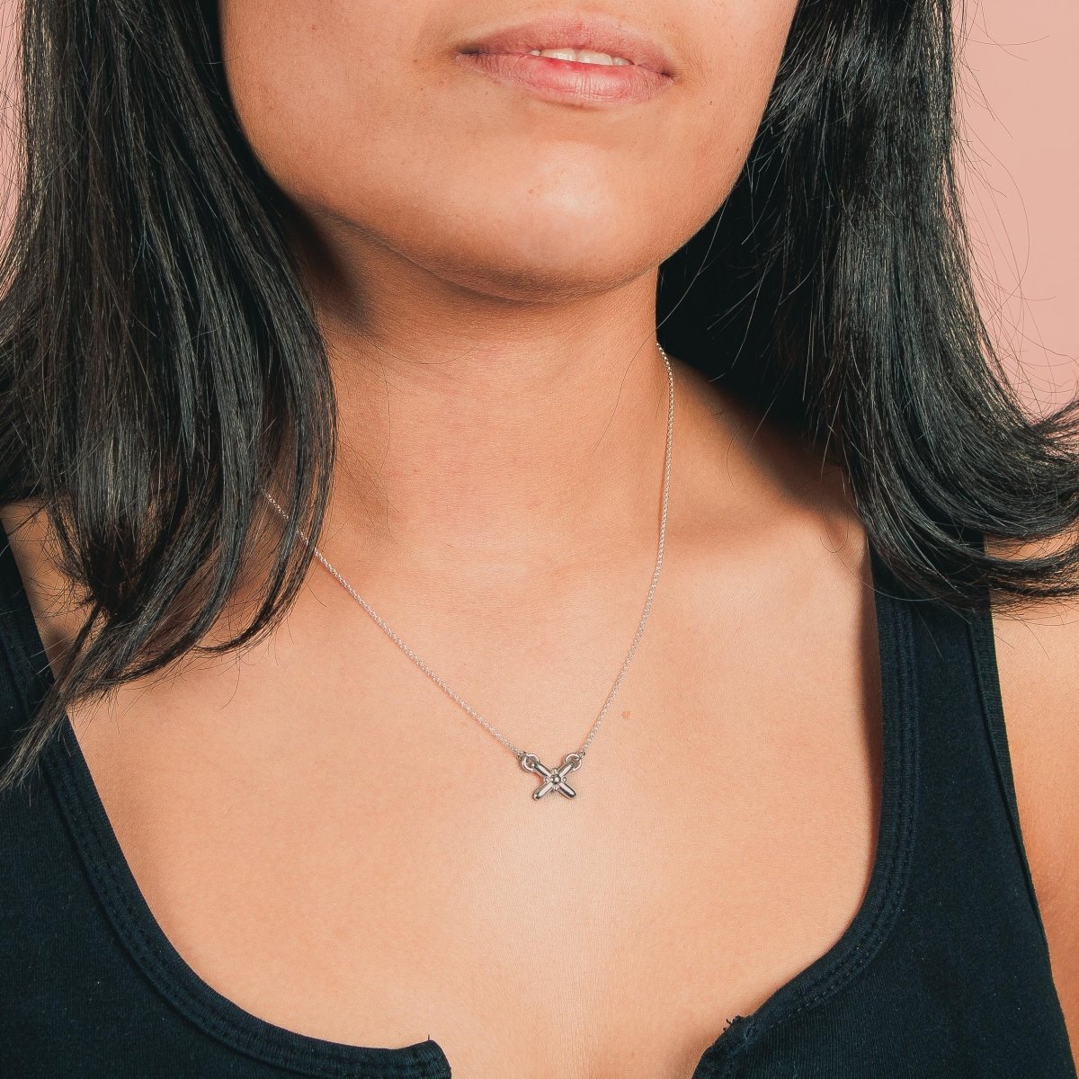 The Xoe Necklace in Sterling Silver OR solid 14K Gold - X Pendant | Melanie Golden Artisan Jewelry Designer Series