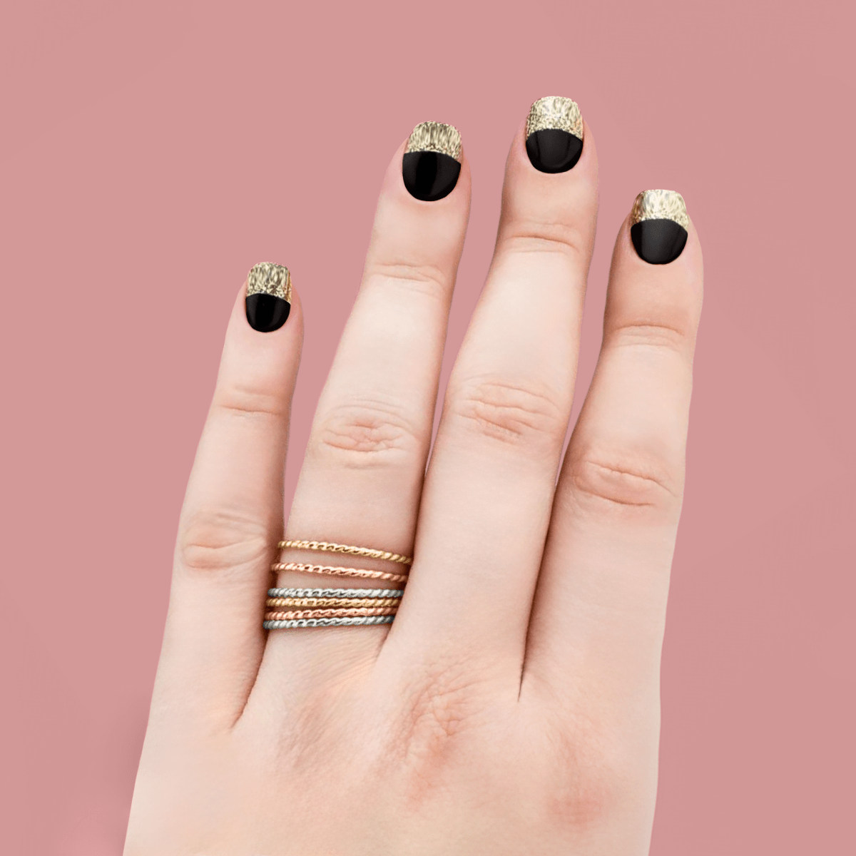 Trio of Braided Rope Stacking Rings | Set of 3 Mixed Metal 1mm Thin Stacking Twist Rings | Silver Gold & Rose Gold | Comfort Fit Sizes 3-12