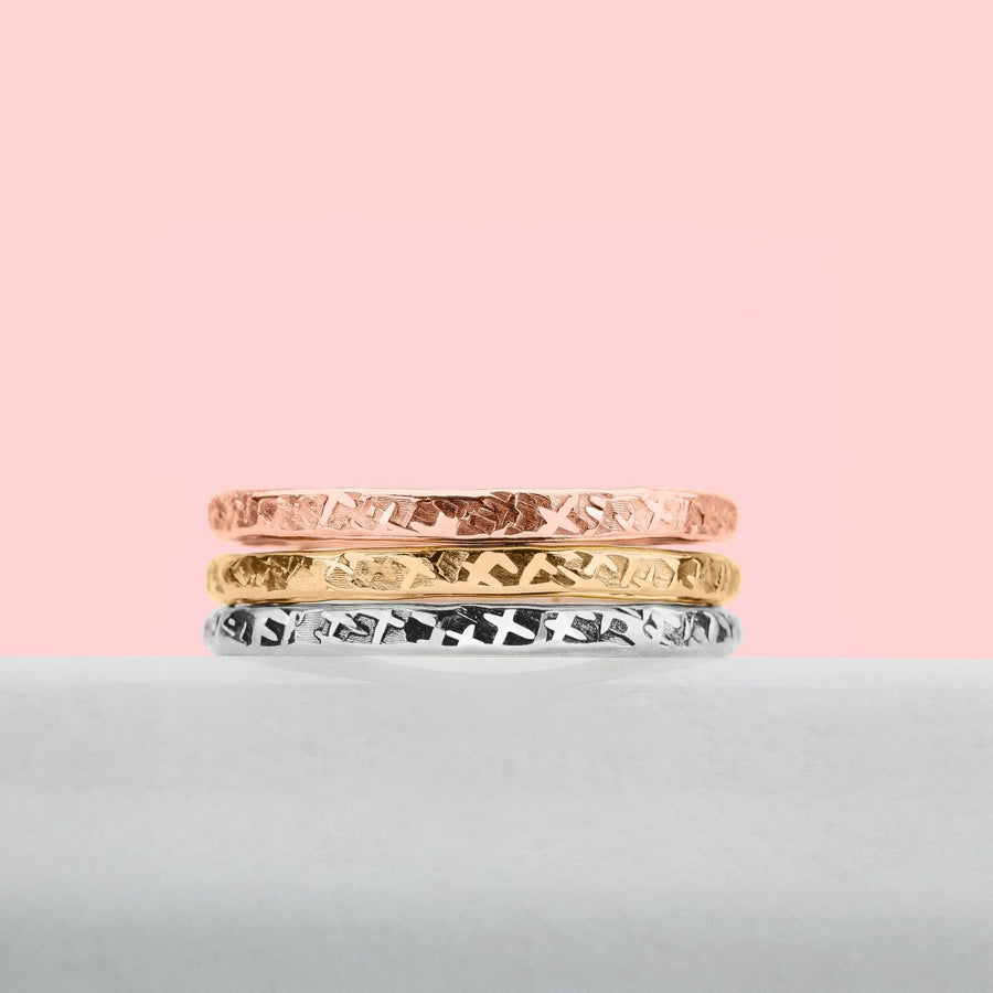 Trio of Raw Silk Stacking Rings