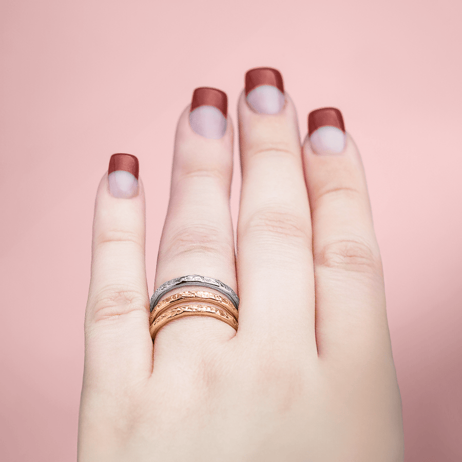 Trio of Raw Silk Stacking Rings