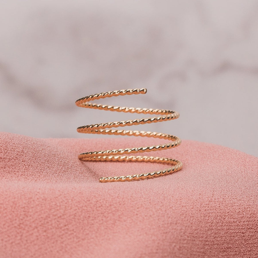 Twisted Double Spiral Ring | Silver Gold Or Rose Gold Adjustable Minimalist Boho Bohemian Rope Spiral Twist Coil Spring Bypass Ring