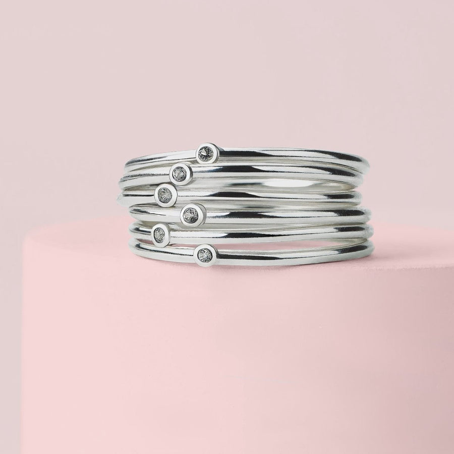 White Diamond Stacking Rings