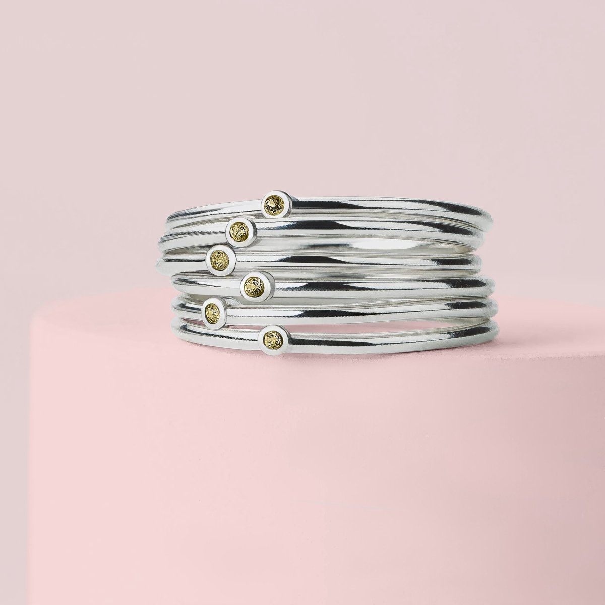 Yellow Diamond Stacking Rings
