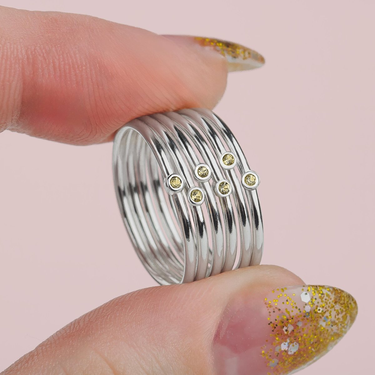 Yellow Diamond Stacking Rings