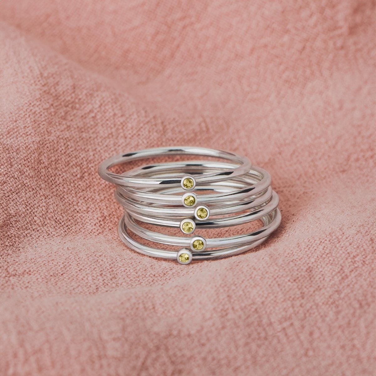 Yellow Diamond Stacking Rings