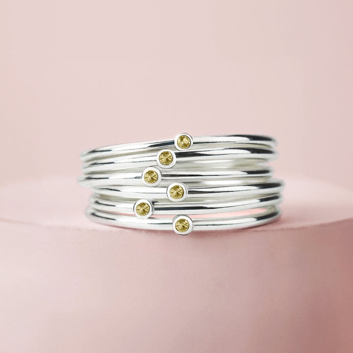Yellow Diamond Stacking Rings