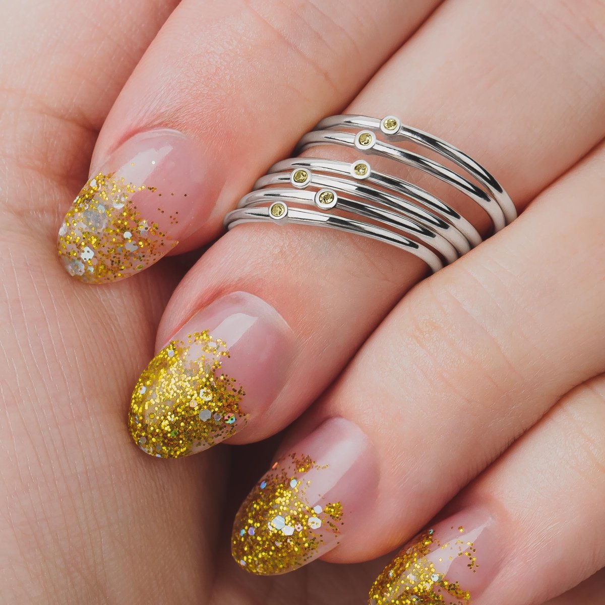 Yellow Diamond Stacking Rings