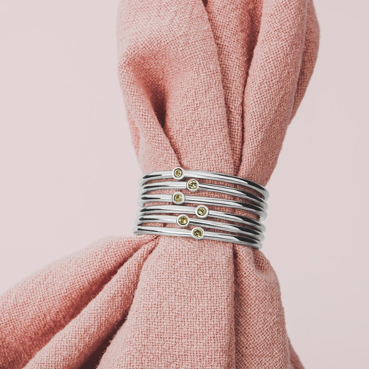 Yellow Diamond Stacking Rings