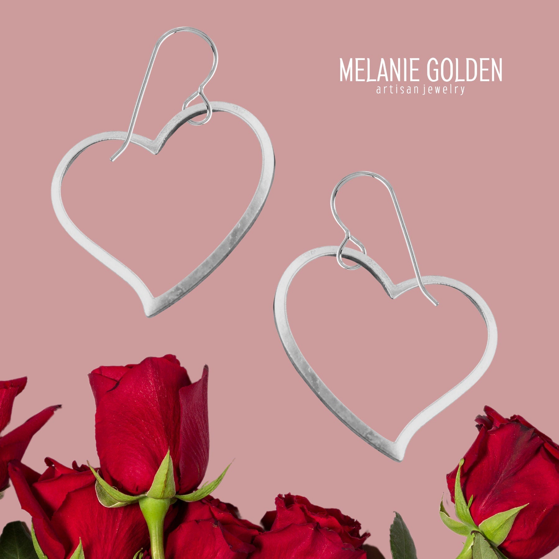 Giant Heart Dangle Earrings - Melanie Golden Jewelry - _badge_NEW, dangle earrings, drop earrings, earrings, love, VALENTINES