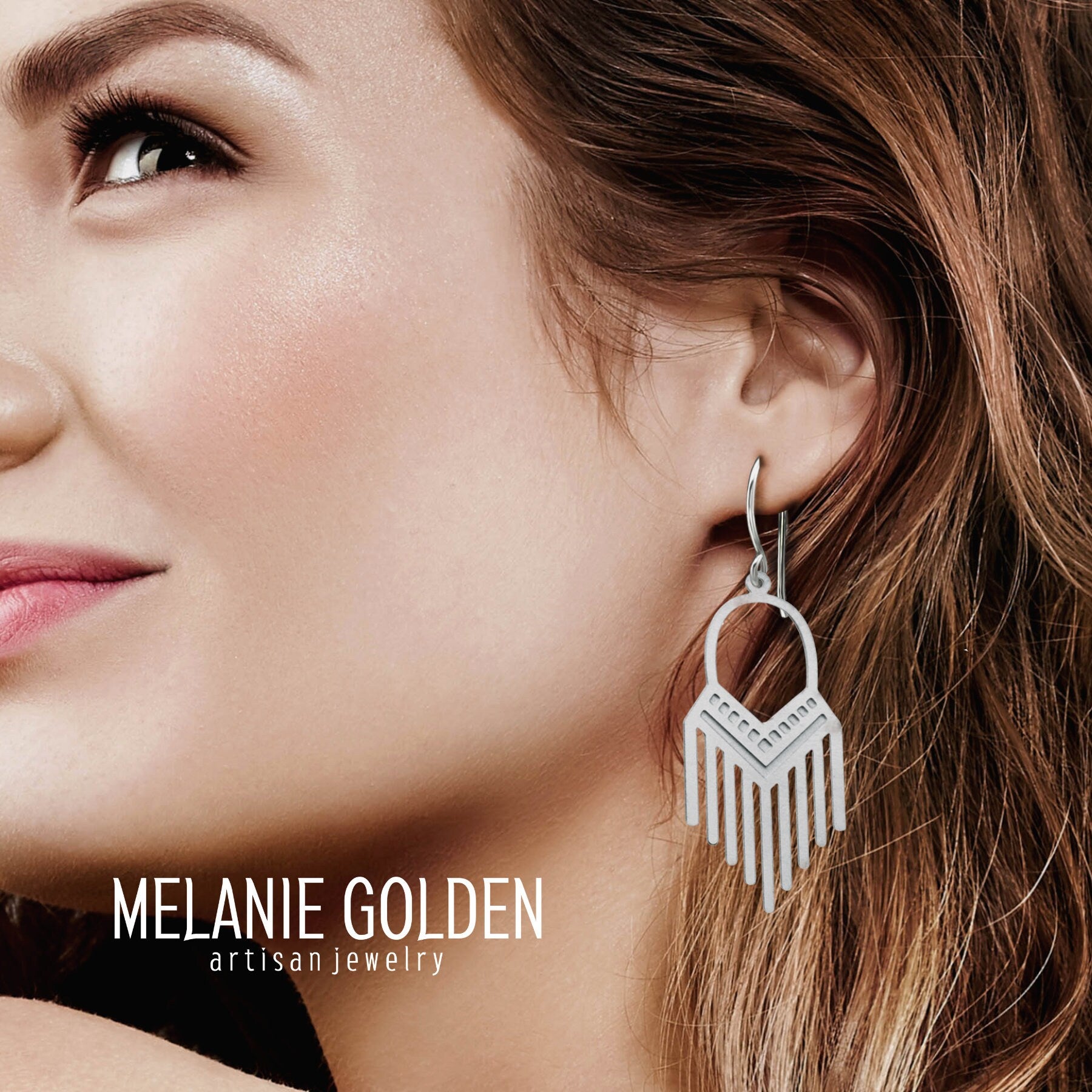 Geometric Fringe Earrings - Melanie Golden Jewelry - dangle earrings, earrings