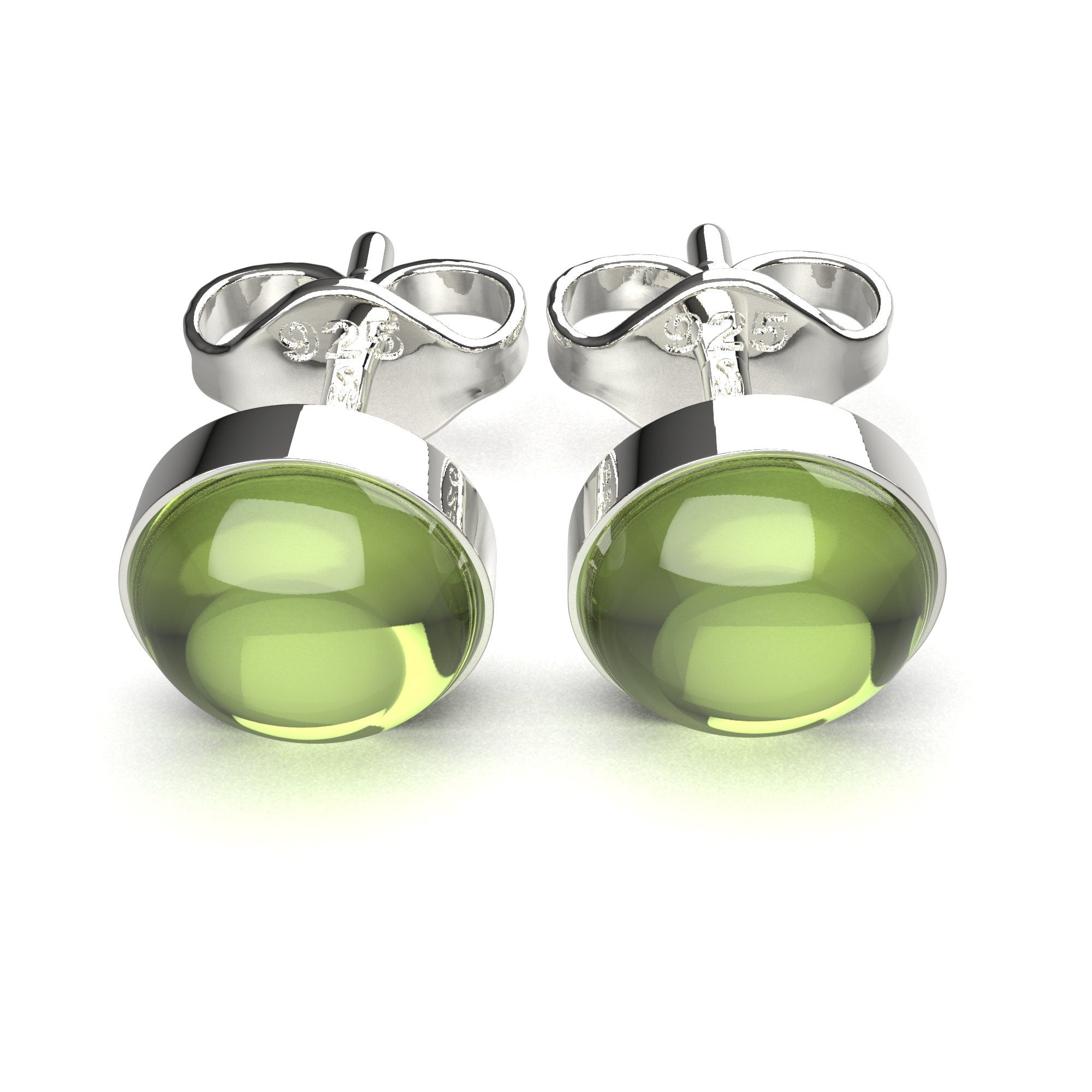 Lime Green Peridot Gemstone Stud Earrings - Melanie Golden Jewelry - christmas, Earrings, stud, stud earrings