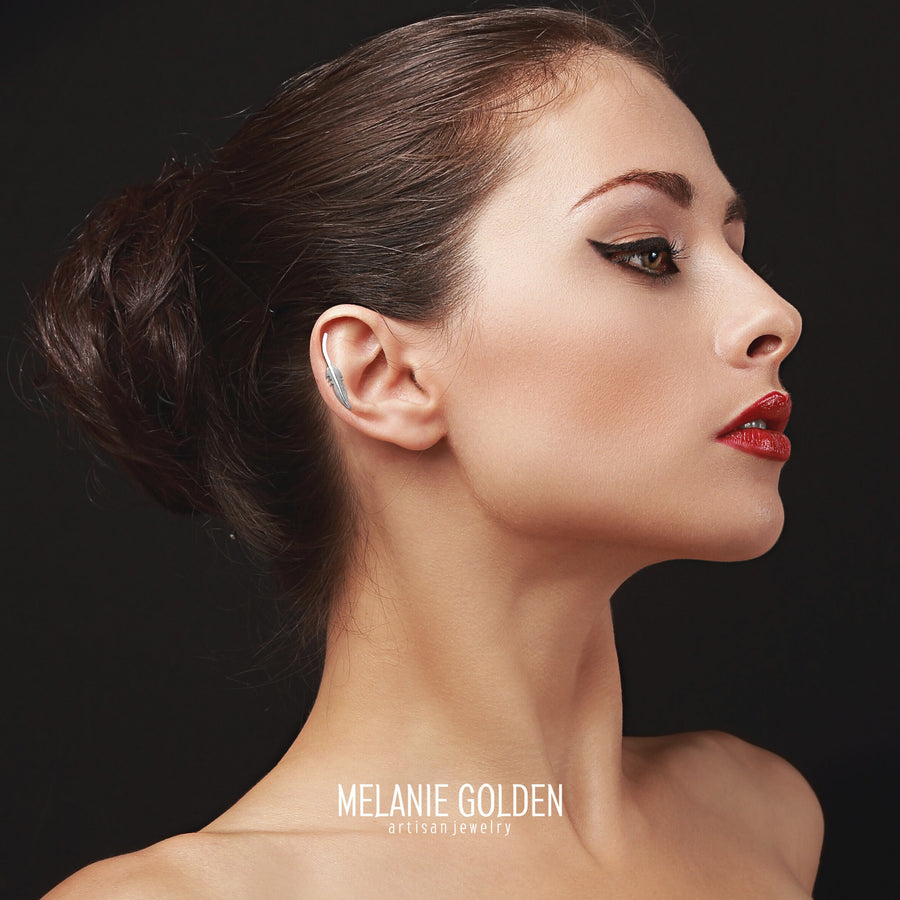 Feather Cartilage Earring - Melanie Golden Jewelry - cartilage earrings, earrings, fauna, piercings
