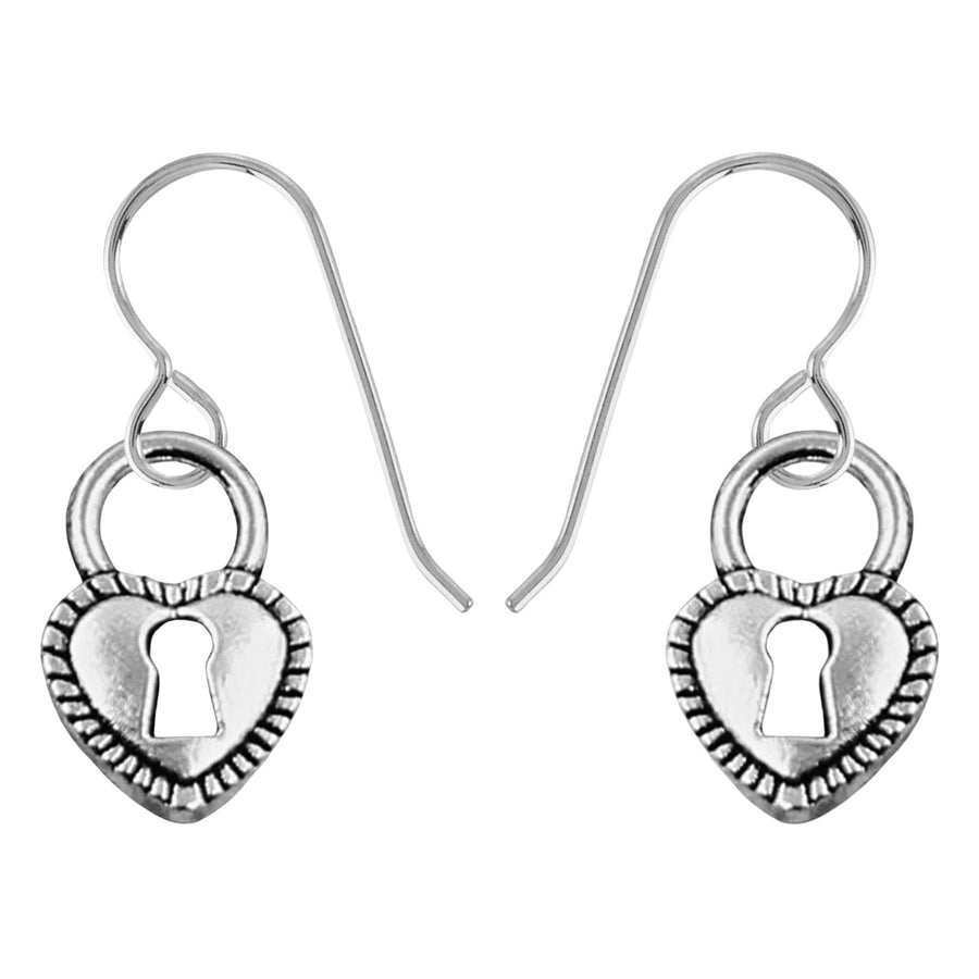 Key Hole Locket Heart Dangle Earrings - Melanie Golden Jewelry - dangle earrings, drop earrings, earrings, love, motherhood, VALENTINES