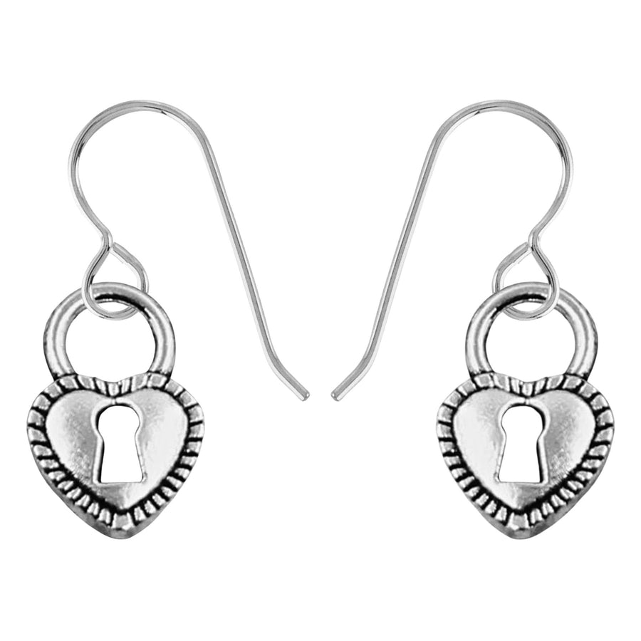 Key Hole Locket Heart Dangle Earrings