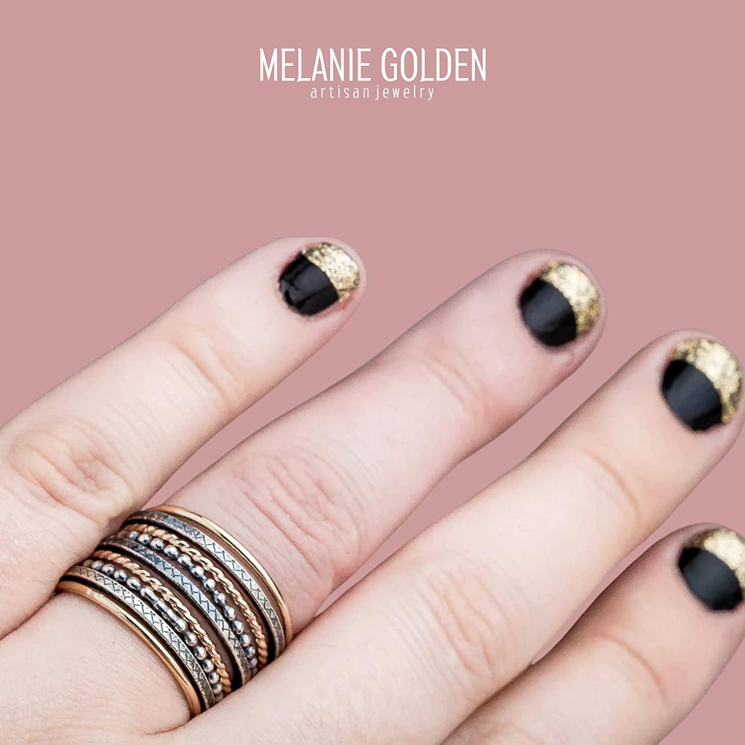 The Nova Stack - Melanie Golden Jewelry - _badge_BESTSELLER, bestseller, mixed metal, rings, stacking rings