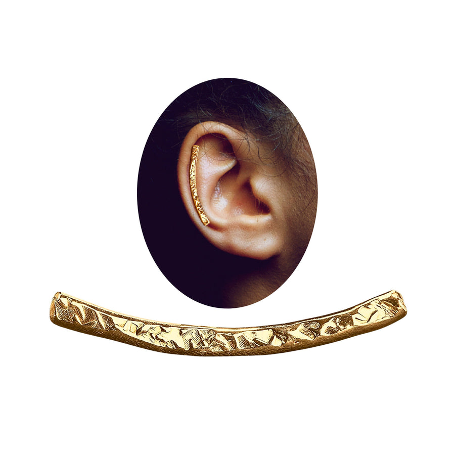 Raw Silk Cartilage Bar Earring | 14K Gold Fill