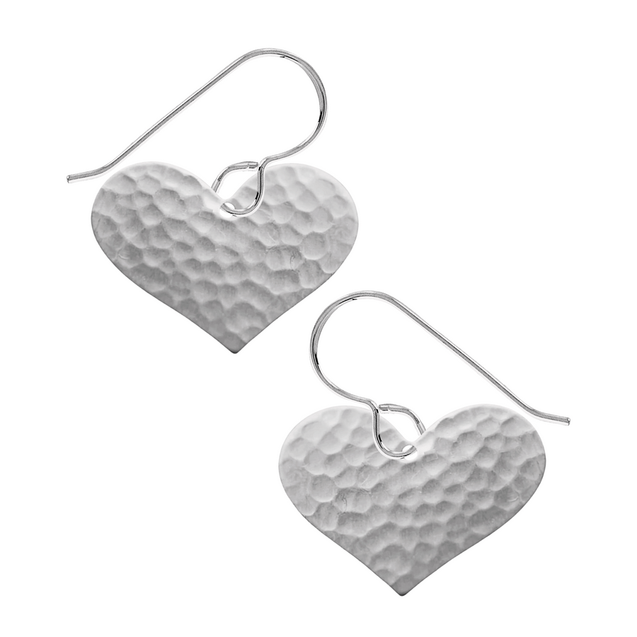 Silver Hammered Heart Dangle Earrings - Melanie Golden Jewelry - dangle earrings, earrings, love
