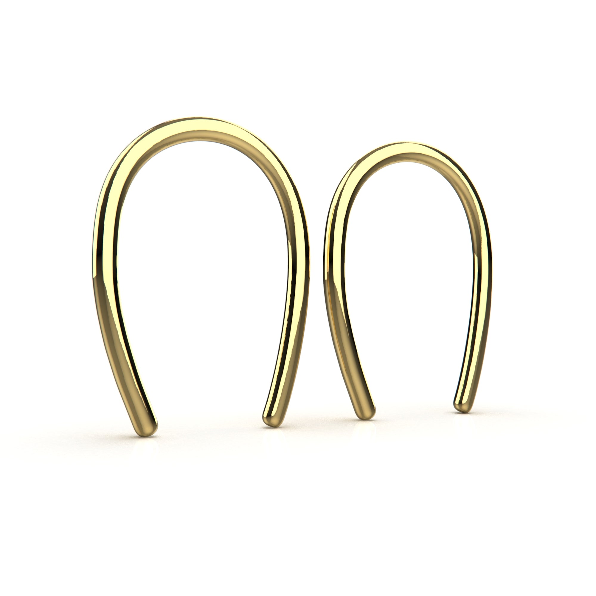 Tiny Horseshoe Pull Through Hoop Earrings - Melanie Golden Jewelry - _badge_bestseller, bestseller, earrings, everyday essentials, hoop earrings, hoops, threader, threader earrings, threaders