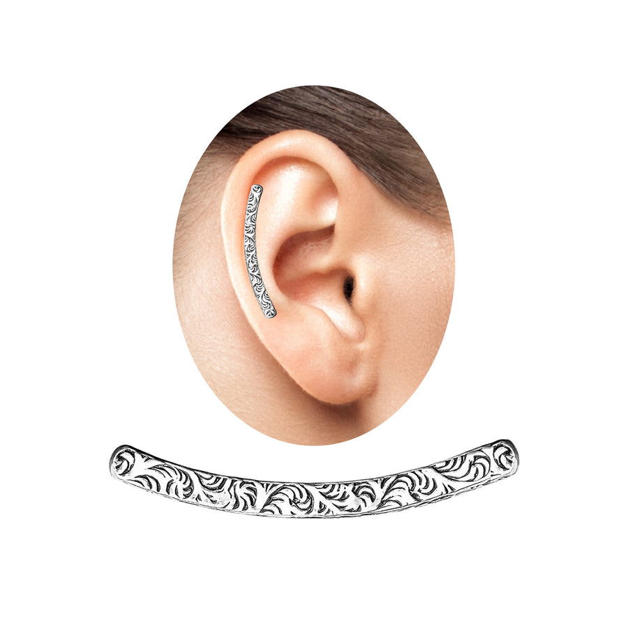 Paisley Cartilage Bar Earring | Sterling Silver - Melanie Golden Jewelry - cartilage earrings, earrings, piercings