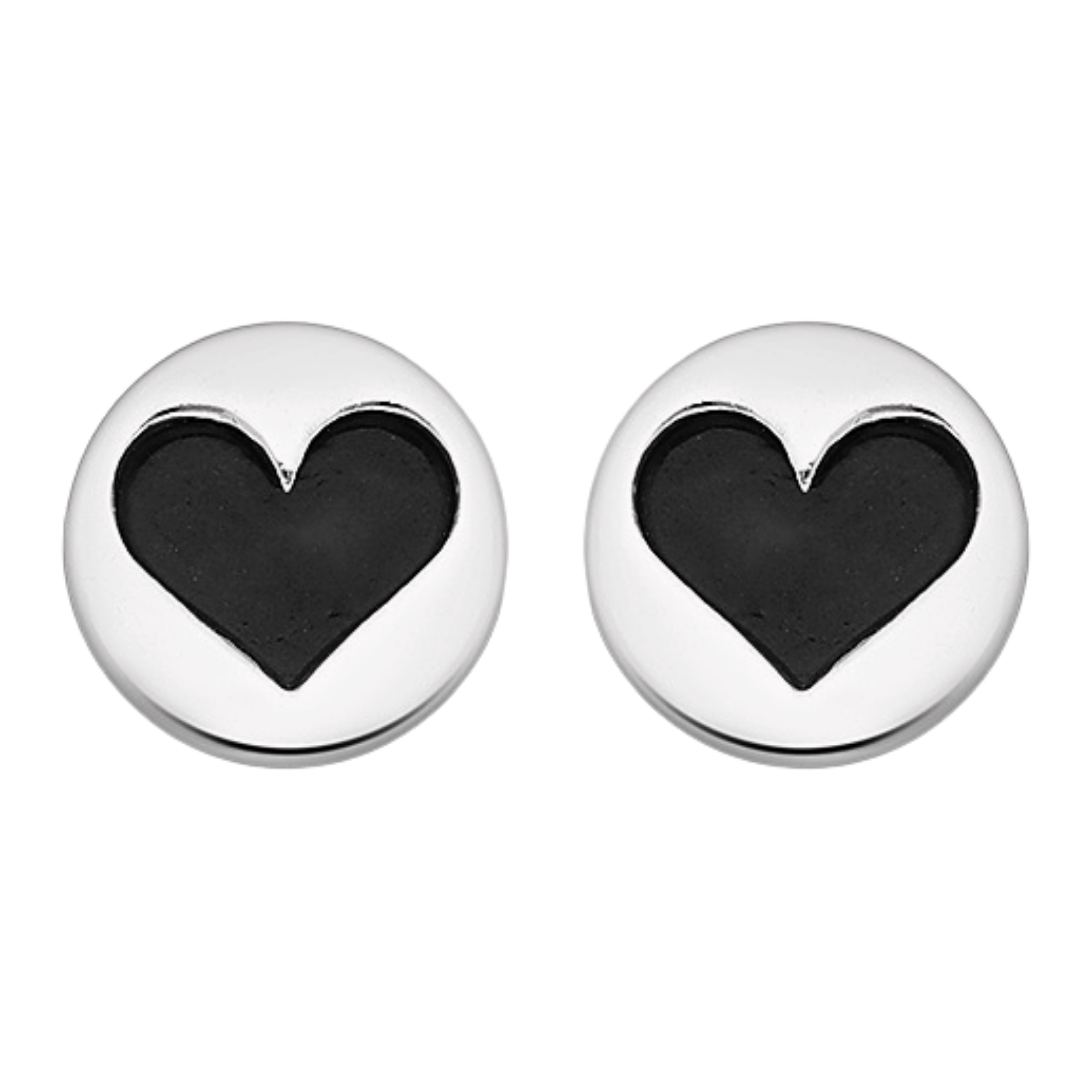 Big Black & Silver Heart Post Earrings - Melanie Golden Jewelry - earrings, love, motherhood, post earrings, stud, stud earrings, VALENTINES