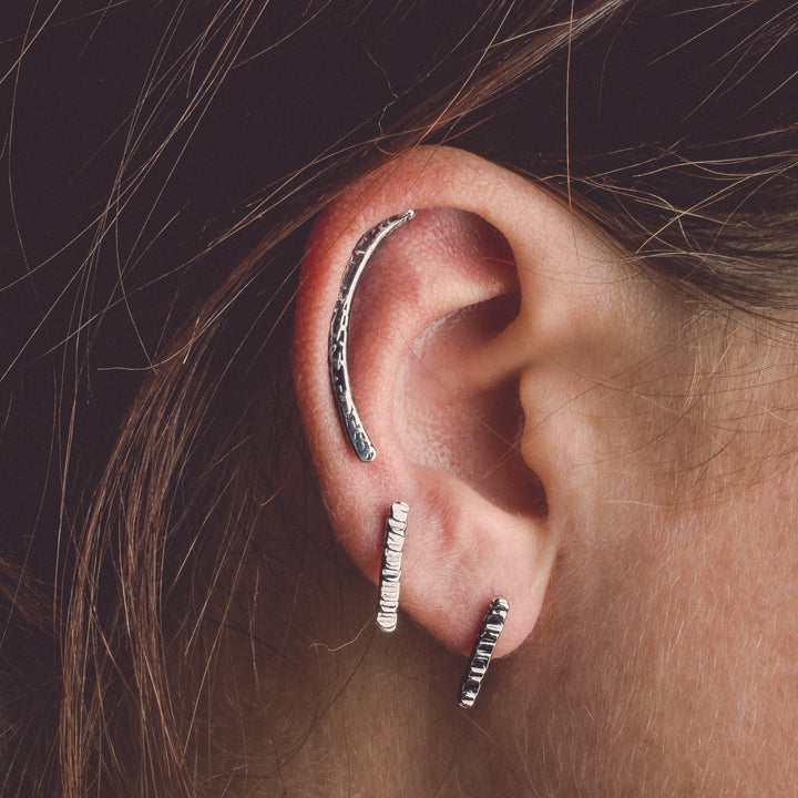 Raw Silk Cartilage Bar Earring - Melanie Golden Jewelry - _badge_bestseller, bestseller, cartilage earrings, earrings, piercings