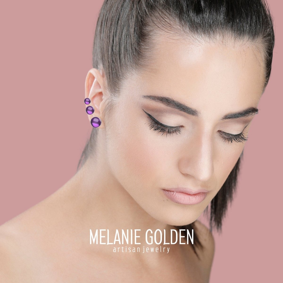 Amethyst Gemstone Stud Earrings - Melanie Golden Jewelry - earrings, post earrings, stud, stud earrings