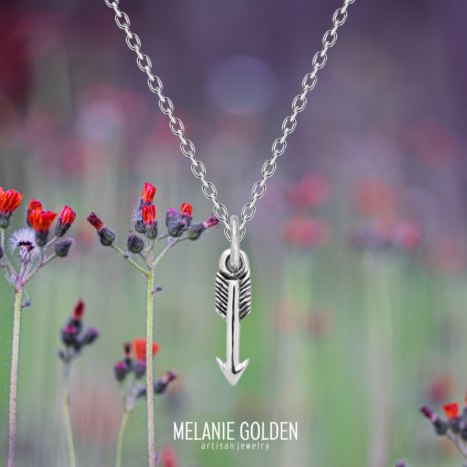 Arrow Charm Necklace - Melanie Golden Jewelry - everyday essentials, minimal, minimal jewelry, minimal necklace, necklace, silver, symbolic