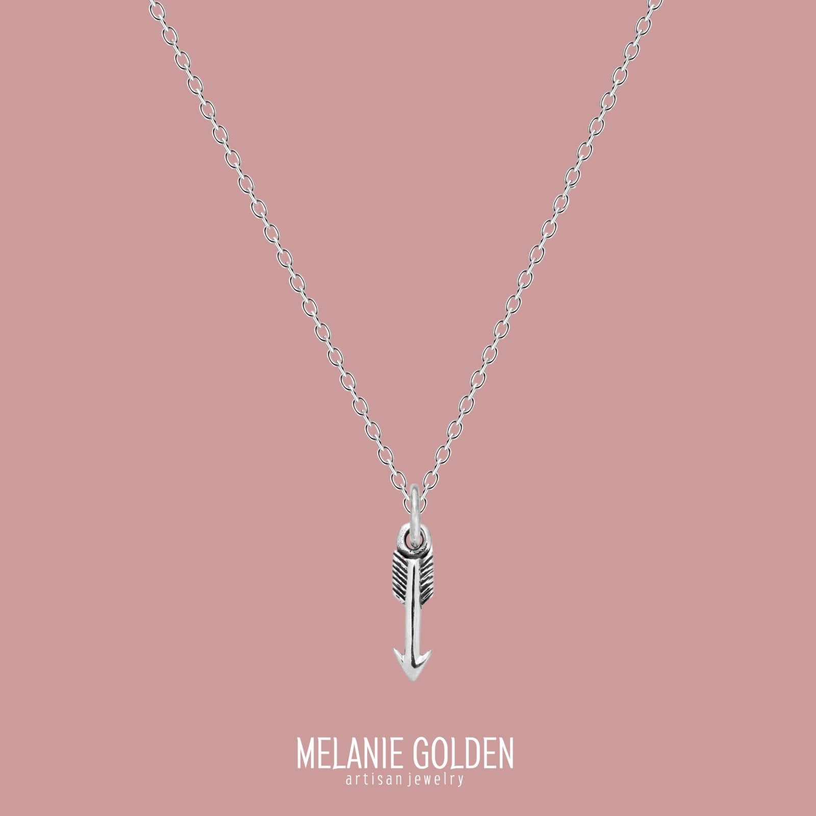 Arrow Charm Necklace - Melanie Golden Jewelry - everyday essentials, minimal, minimal jewelry, minimal necklace, necklace, silver, symbolic