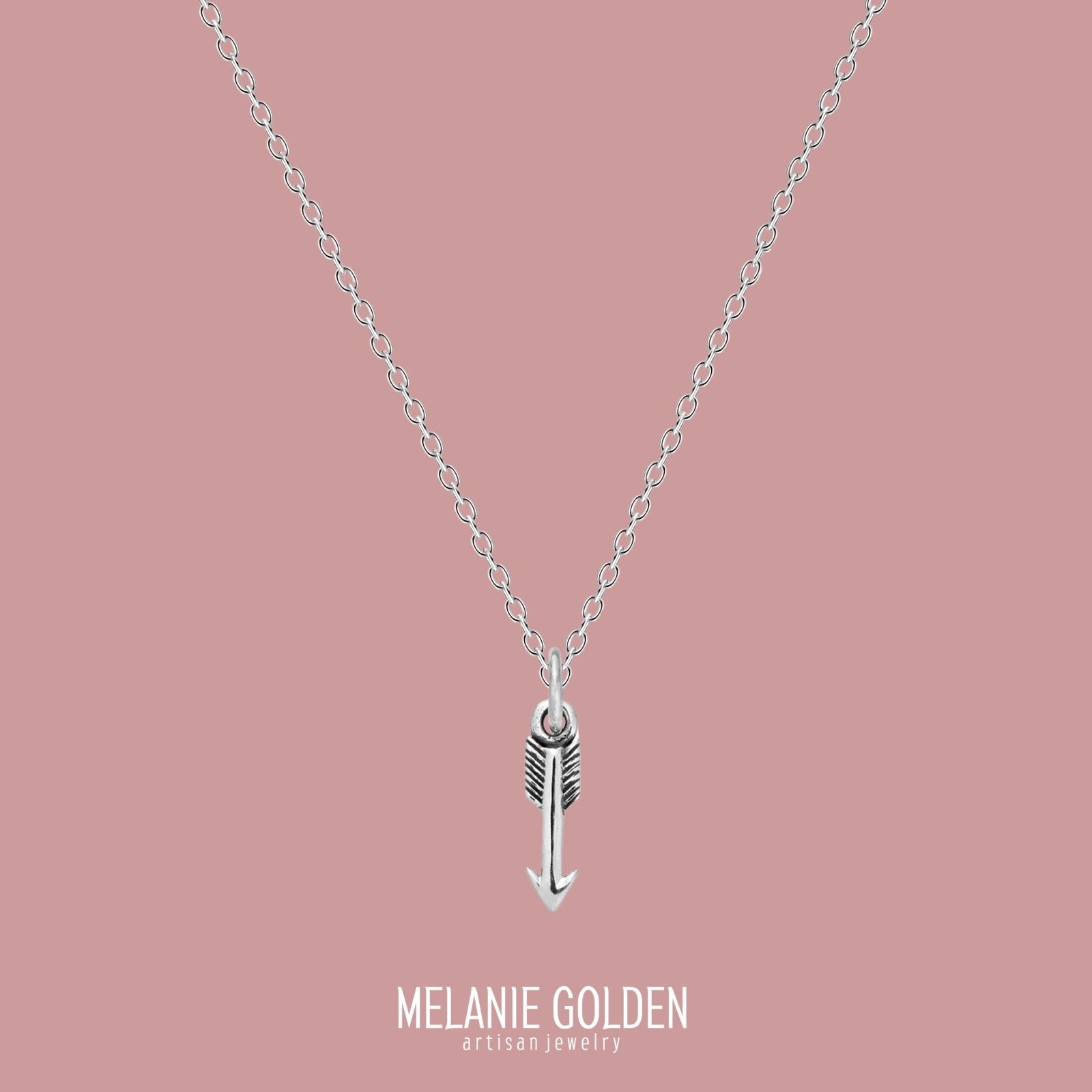 Arrow Charm Necklace - Melanie Golden Jewelry - everyday essentials, minimal, minimal jewelry, minimal necklace, necklace, silver, symbolic