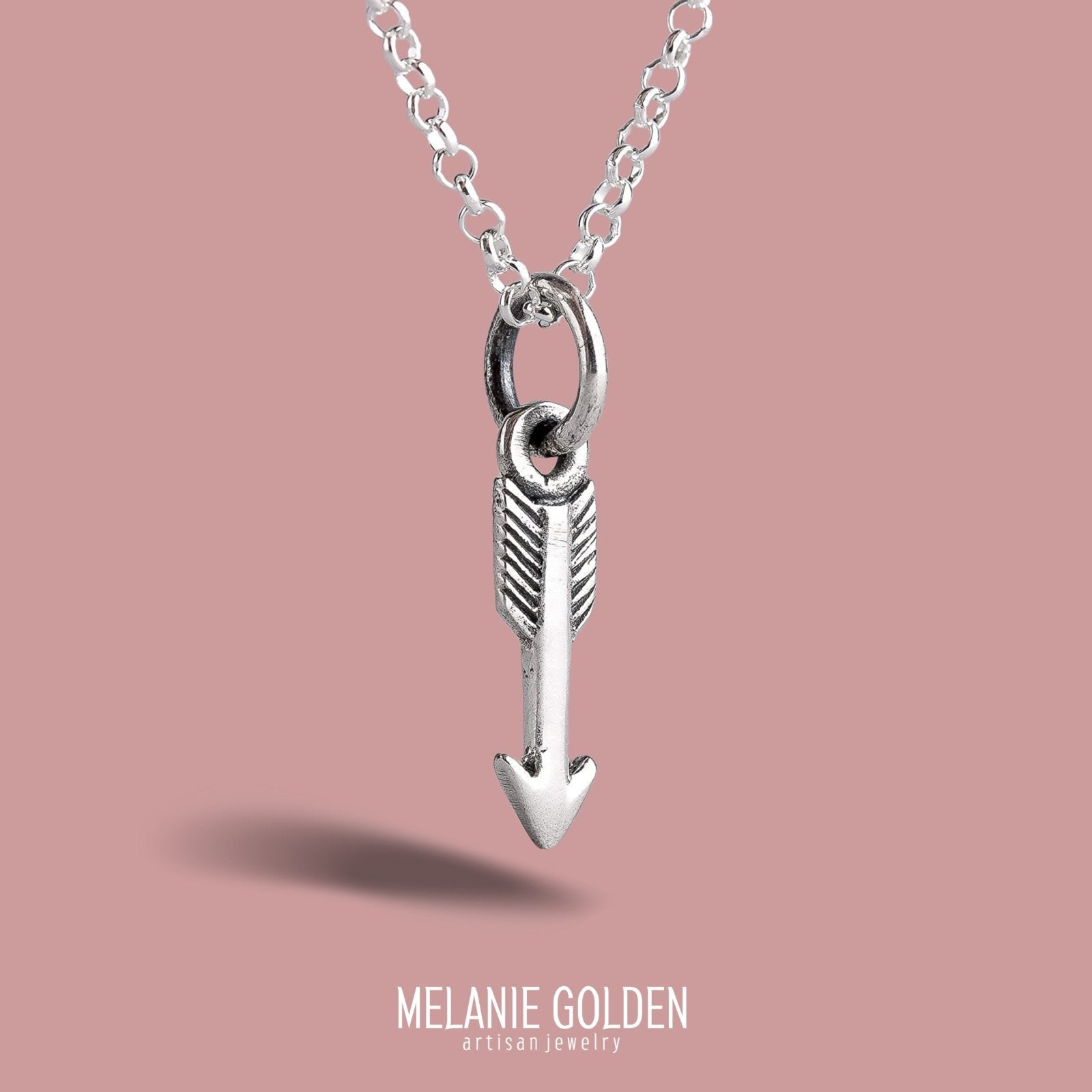 Arrow Charm Necklace - Melanie Golden Jewelry - everyday essentials, minimal, minimal jewelry, minimal necklace, necklace, silver, symbolic