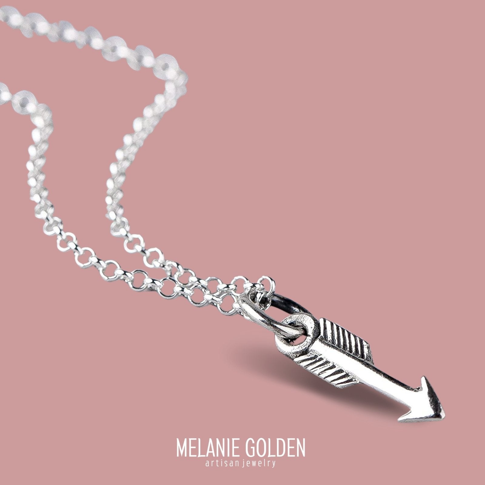 Arrow Charm Necklace - Melanie Golden Jewelry - everyday essentials, minimal, minimal jewelry, minimal necklace, necklace, silver, symbolic