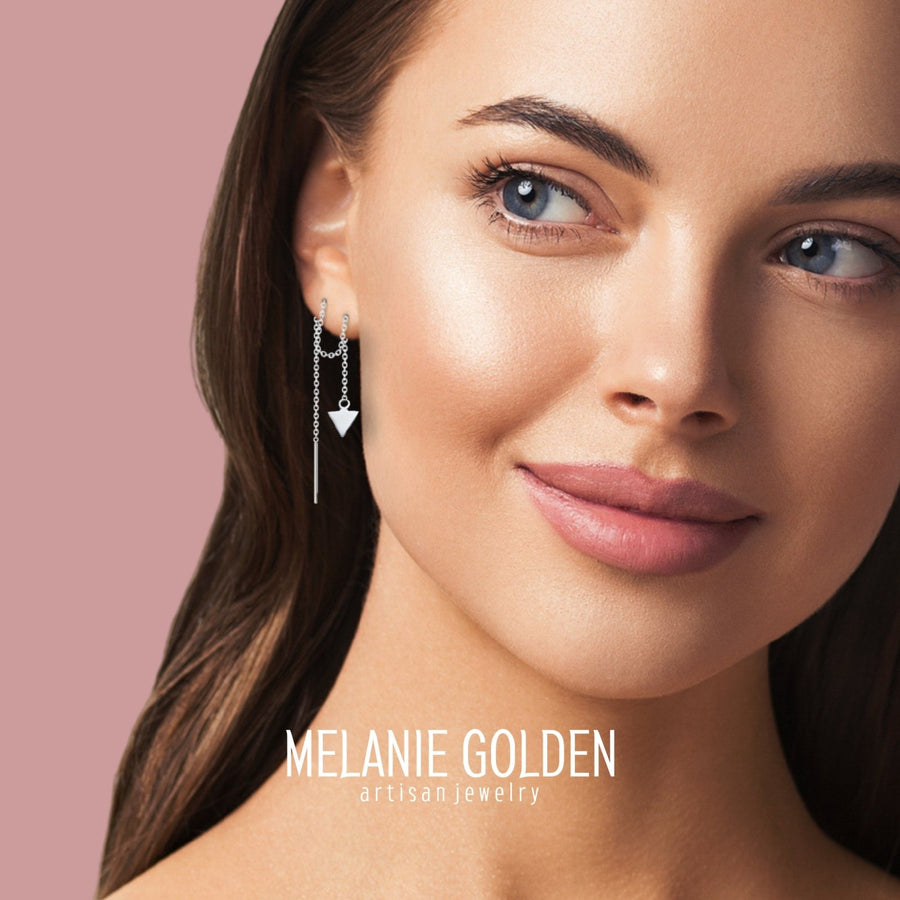 Arrow Threader Chain Earrings - Melanie Golden Jewelry