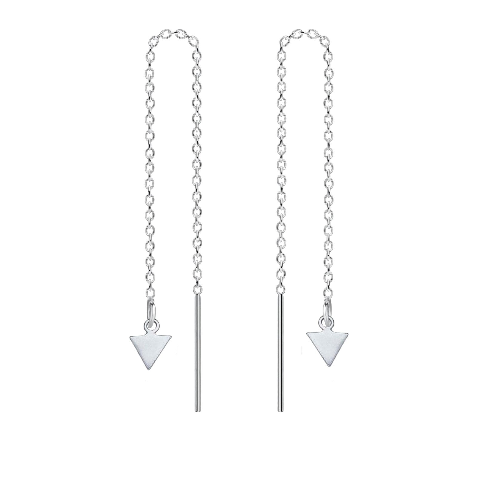 Arrow Threader Chain Earrings - Melanie Golden Jewelry - dangle earrings, drop earrings, earrings, silver, threader, threader earrings