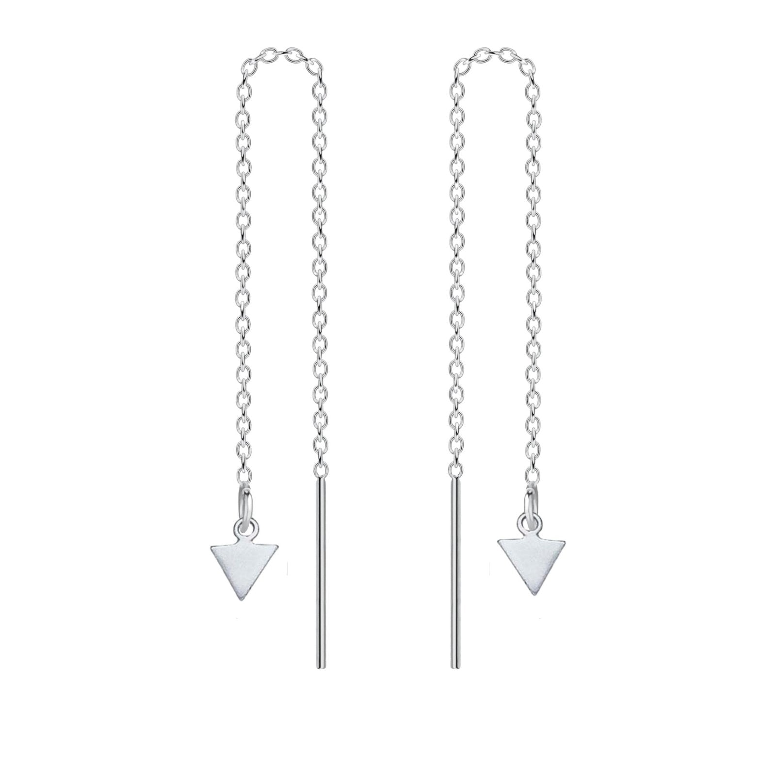 Arrow Threader Chain Earrings - Melanie Golden Jewelry - dangle earrings, drop earrings, earrings, silver, threader, threader earrings