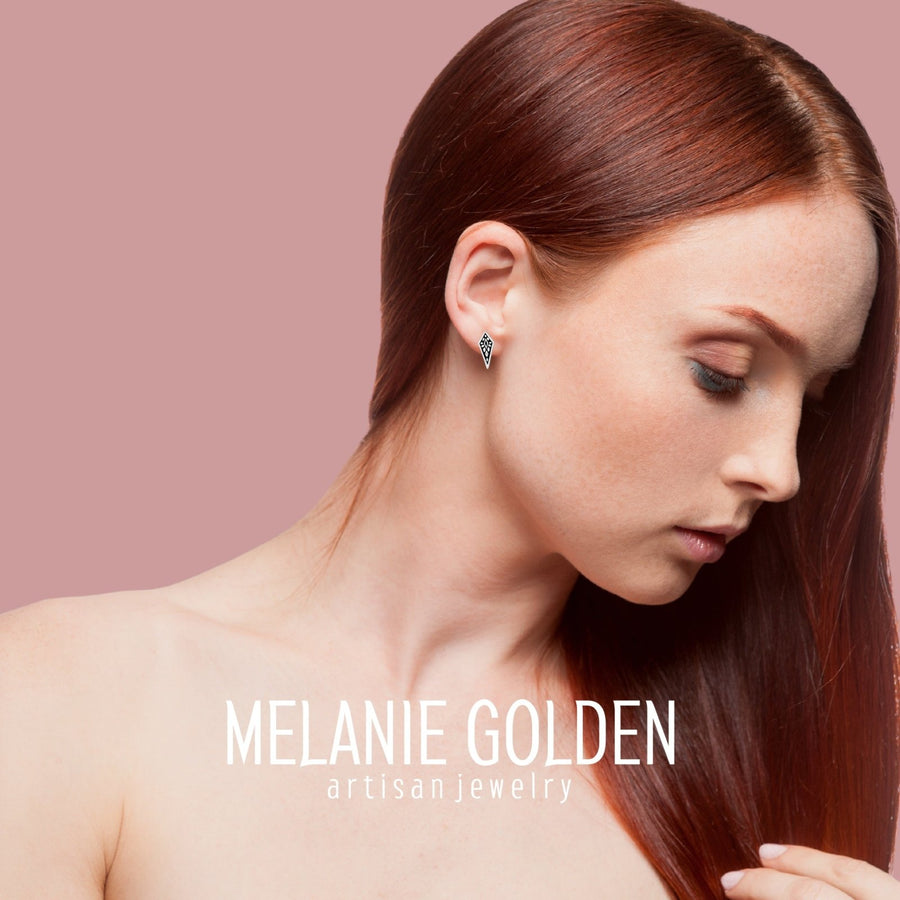 Beaded Diamond Stud Earrings - Melanie Golden Jewelry - earring, earrings, minimal, minimal jewelry, mothers day, post earrings, stud, stud earrings