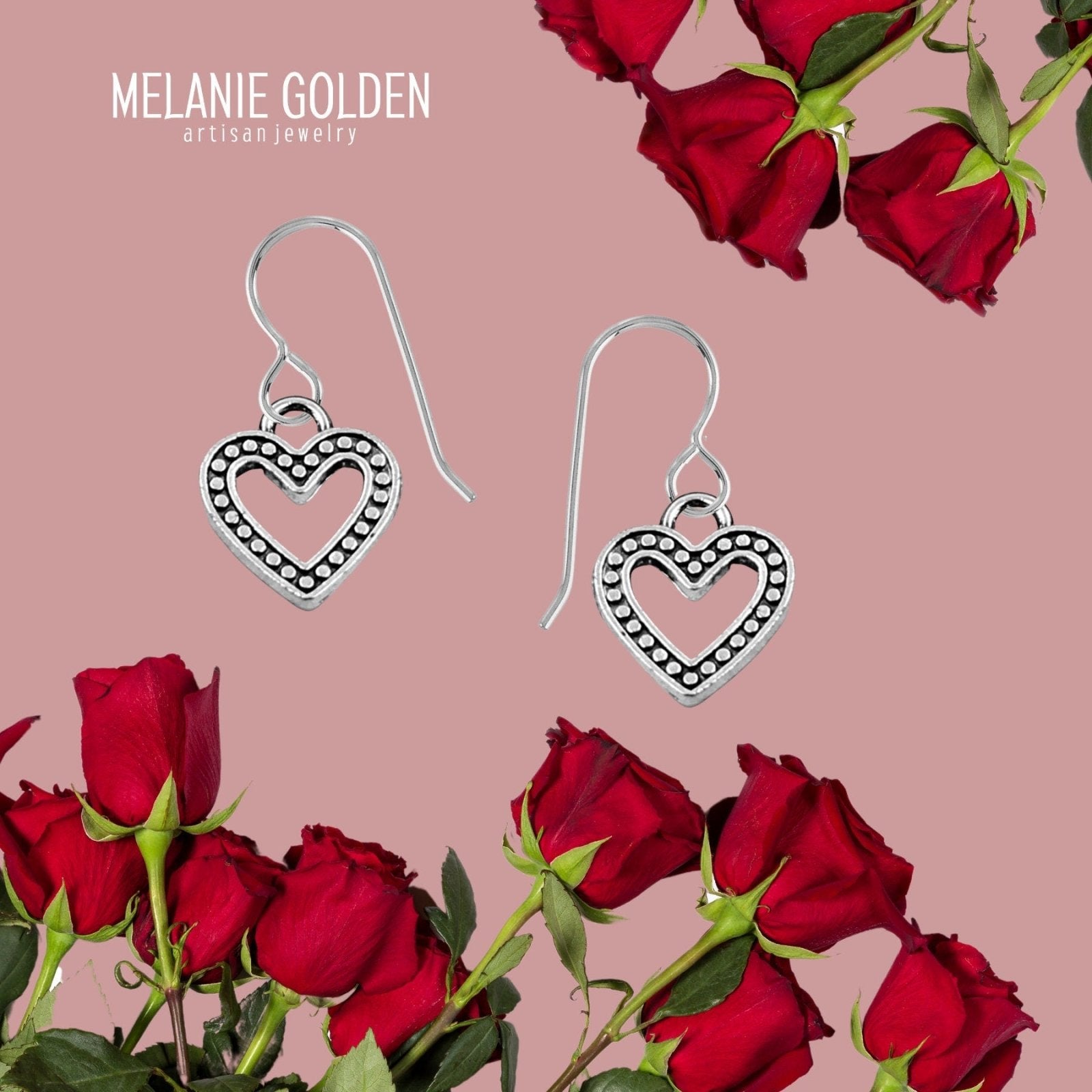 Beaded Heart Dangle Earrings - Melanie Golden Jewelry - dangle earrings, drop earrings, earrings, love, motherhood, VALENTINES