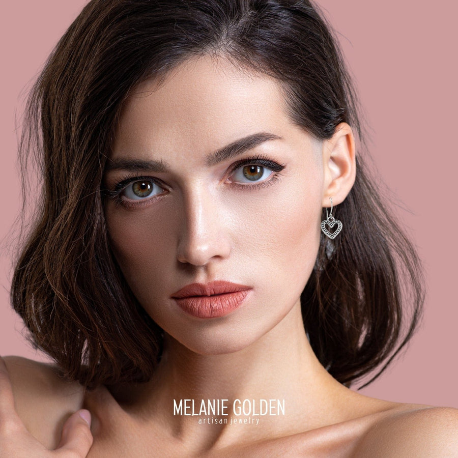 Beaded Heart Dangle Earrings - Melanie Golden Jewelry - dangle earrings, drop earrings, earrings, love, motherhood, VALENTINES