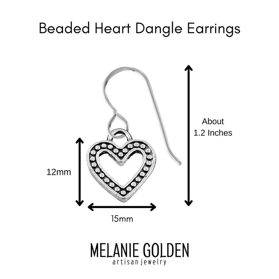 Beaded Heart Dangle Earrings - Melanie Golden Jewelry - dangle earrings, drop earrings, earrings, love, motherhood, VALENTINES